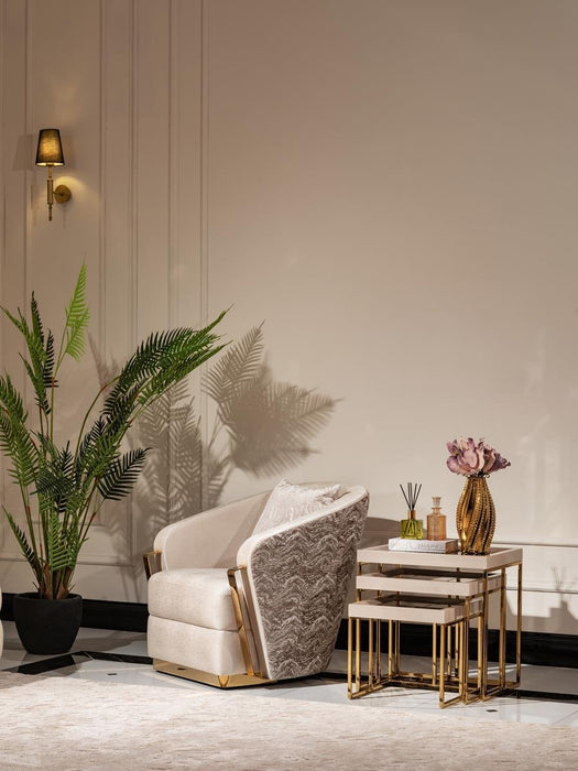 AICO Carmela Nesting Tables in Shimmer Ivory