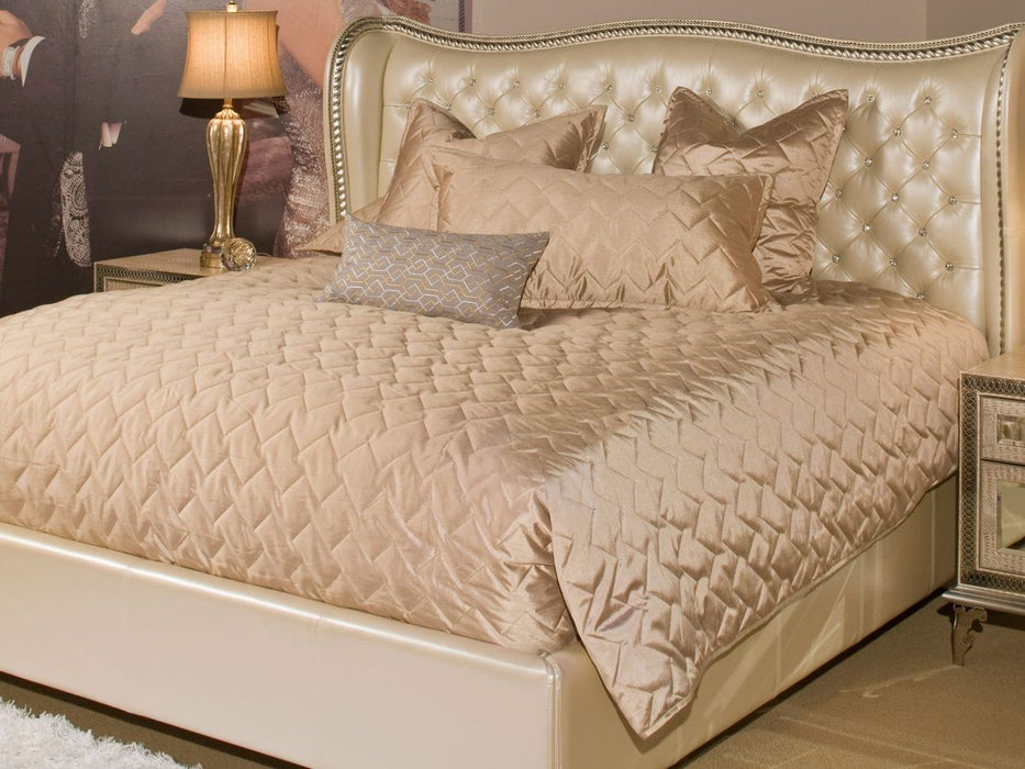 AICO Cosmopolitan 3-pc Queen Coverlet Set in Champagne