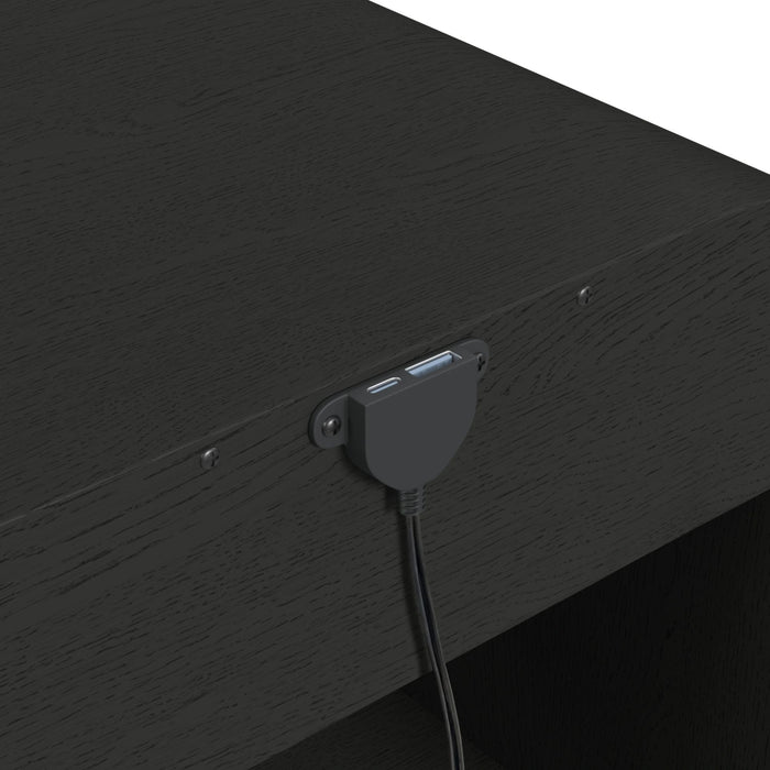 Ridgemont End Table with USB in Black with Grain