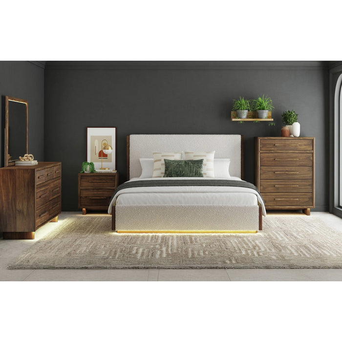 Brisbane UPH Bed with Boucle Beige and LED