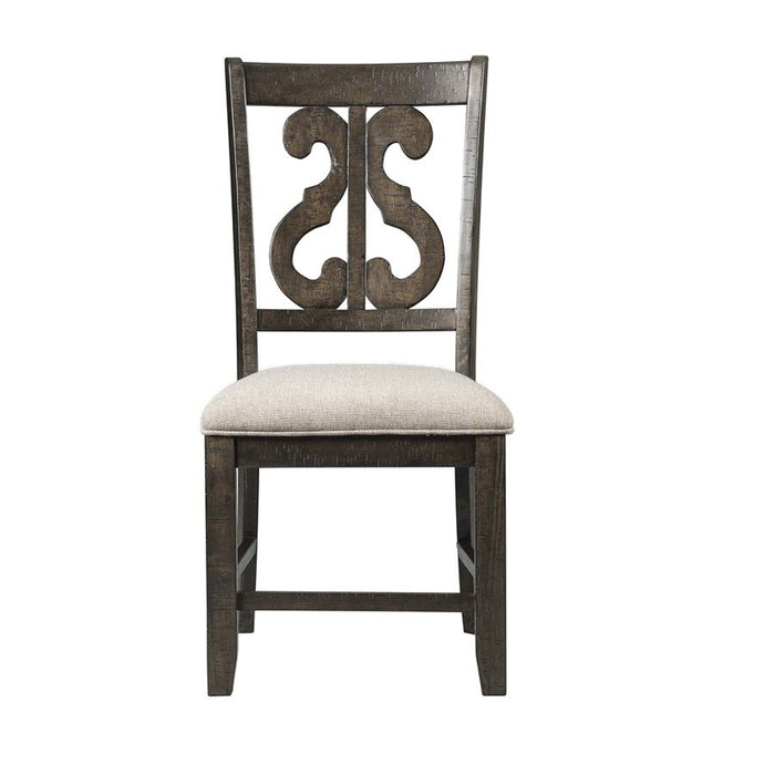Elements International Stone Swirl Back Side Chair (Set of 2) in Cream/Dark Ash