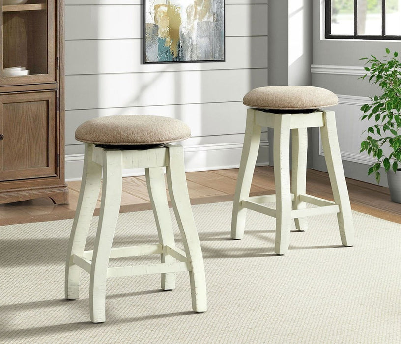 Elements International Stone 24 Inch Counter Height Stool (Set of 2) in White