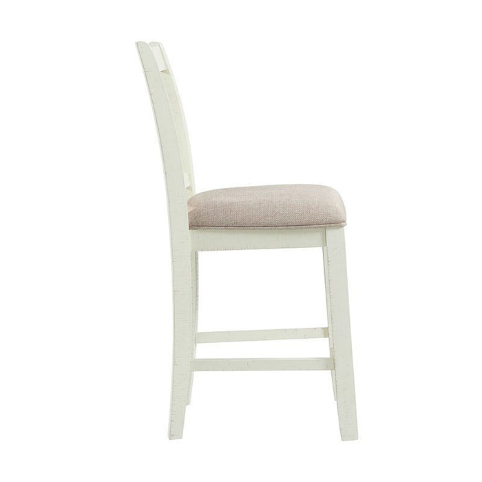 Elements International Stone Counter Height Swirl Back Side Dining Chair (Set of 2) in White