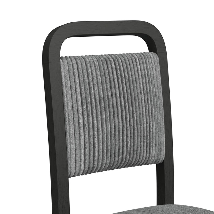 Ridgemont Standard Height Dining Set in Black with Grain-Table and Four Grey Fabric Chairs