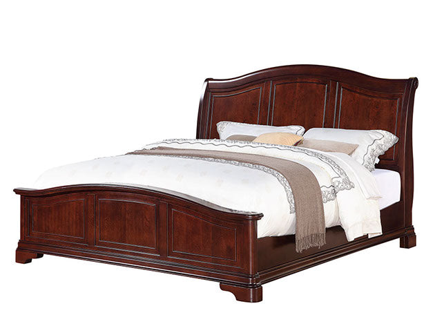 Elements International Cameron Queen Sleigh Bed (Low Footboard) in Dark Cherry image