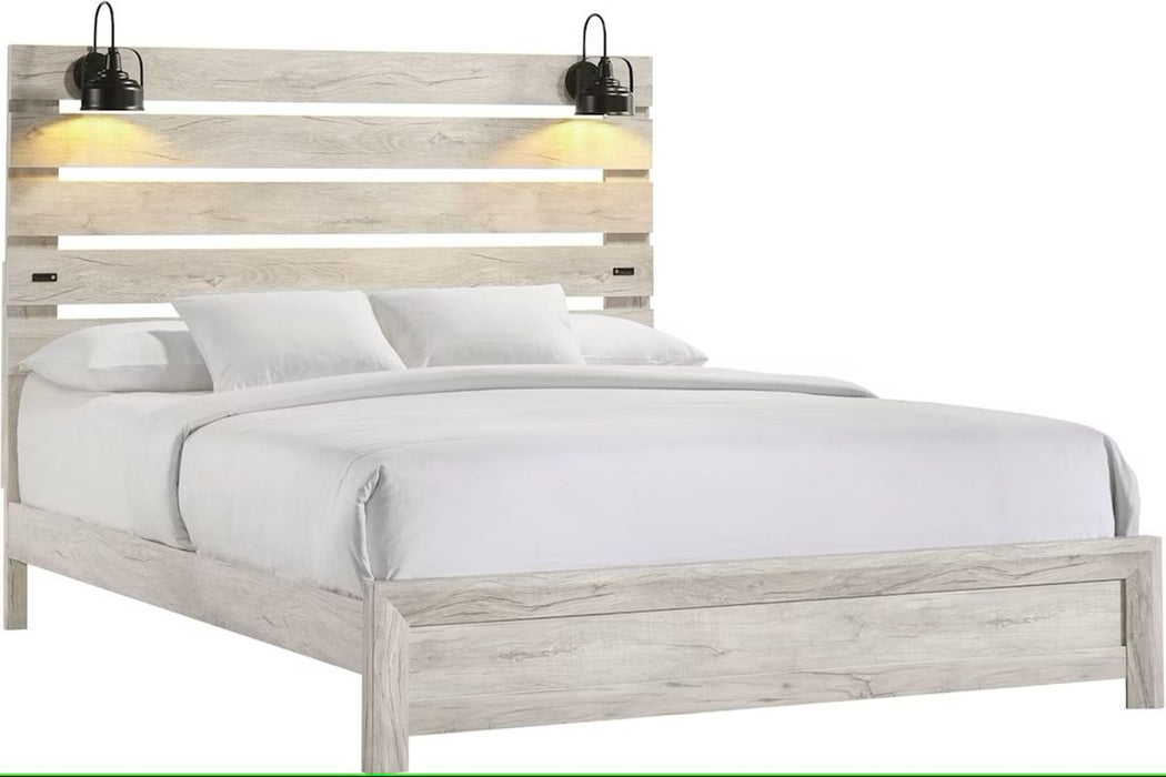 Elements International Fort Worth Queen Panel Bed in White image