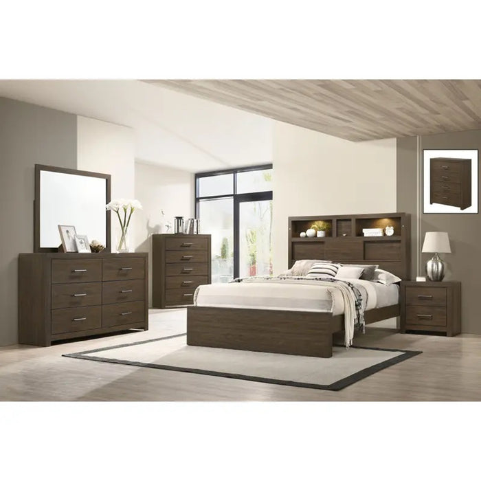 Elements International Hendricks Queen Music Bed in Brown Grey