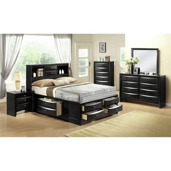 Elements International Emily King Storage Bed in Black