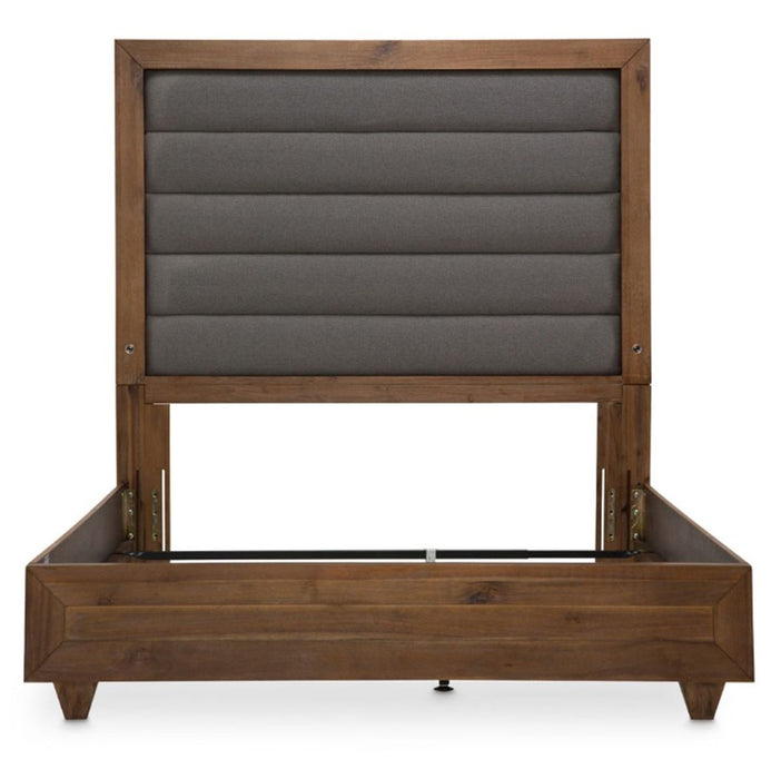 AICO Brooklyn Walk King Channel Tufted Panel Bed in Burnt Umber