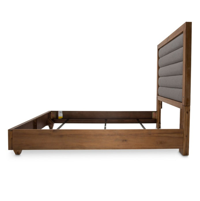 AICO Brooklyn Walk Queen Channel Tufted Panel Bed in Burnt Umber