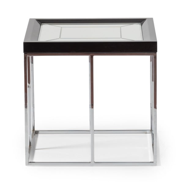 AICO Furniture Carmela End Table in Glossy Charcoal Sand