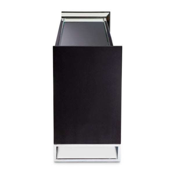 AICO Furniture Carmela Console Table in Glossy Charcoal Sand