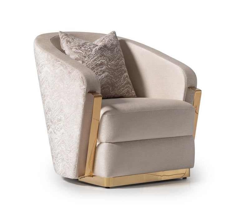 AICO Carmela Accent Chair in Shimmer Ivory