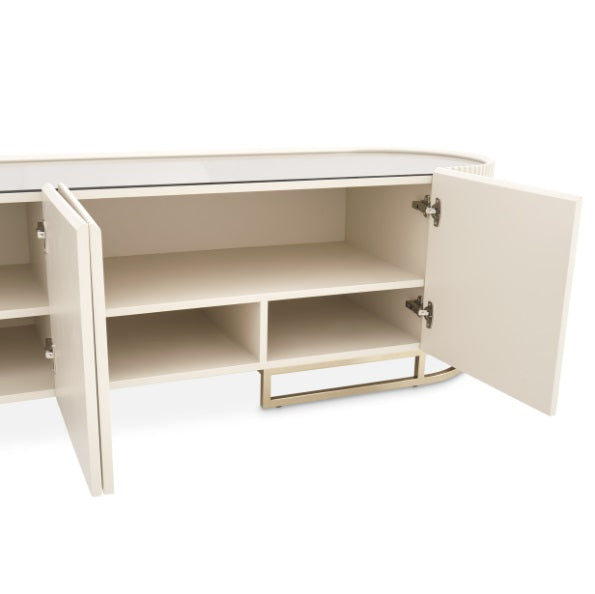 AICO Furniture Lisbon Media Cabinet in Silken Cream Bronze