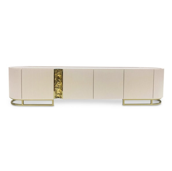 AICO Furniture Lisbon Media Cabinet in Silken Cream Bronze