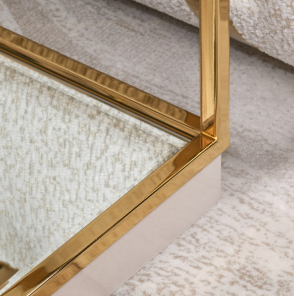 AICO Furniture Savannah Breeze End Table in Bright Gold