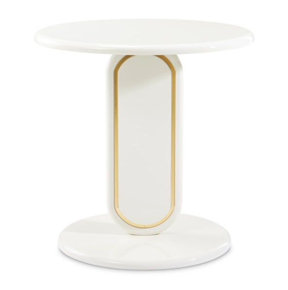 AICO Furniture Sassani End Table in Pearl White/Gold