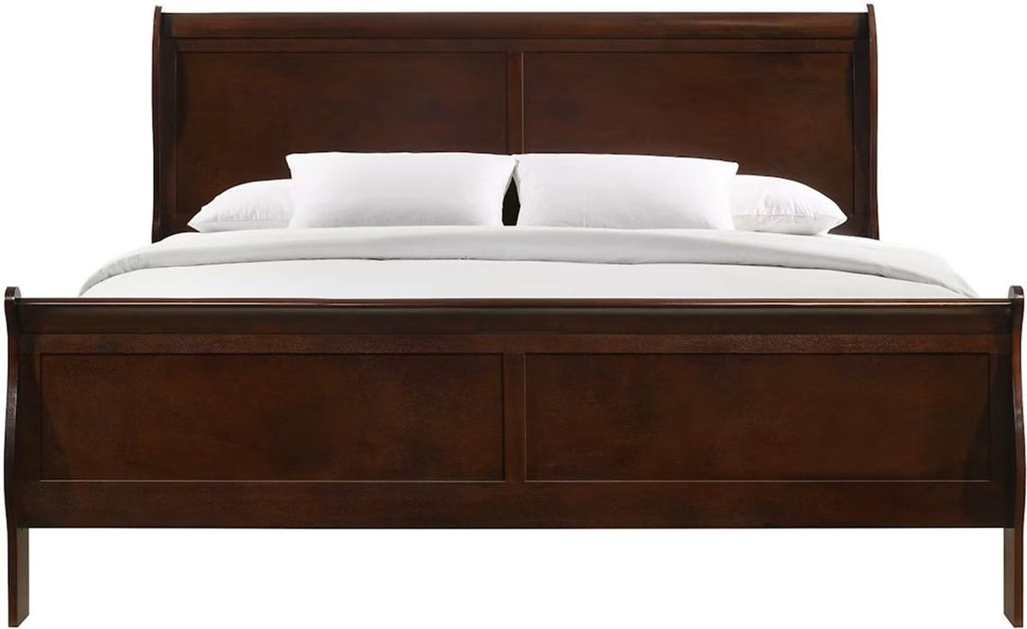 Elements International Louis Philippe Queen Panel Bed in Cherry