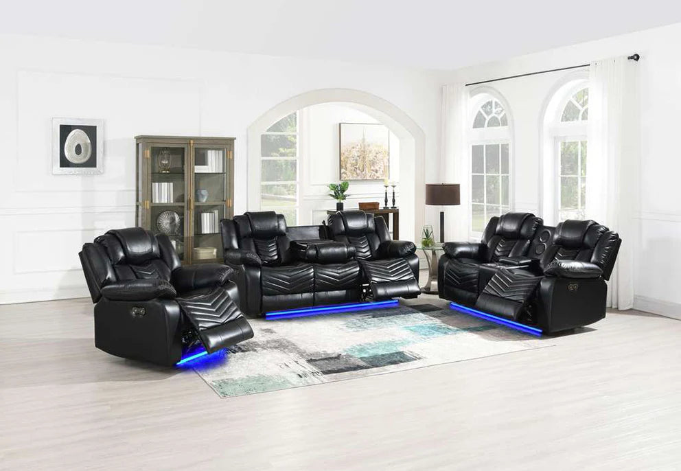 Premium Power Reclining Living Room Set with LED Lighting