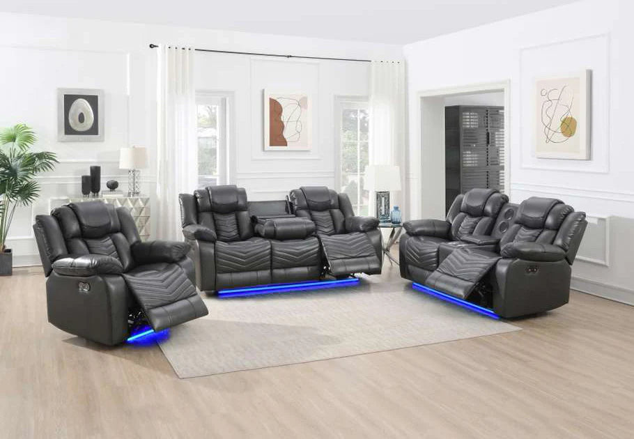 Premium Power Reclining Living Room Set with LED Lighting