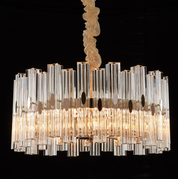 AICO Furniture Lighting Balcony Round 10 Light Chandelier in Clear