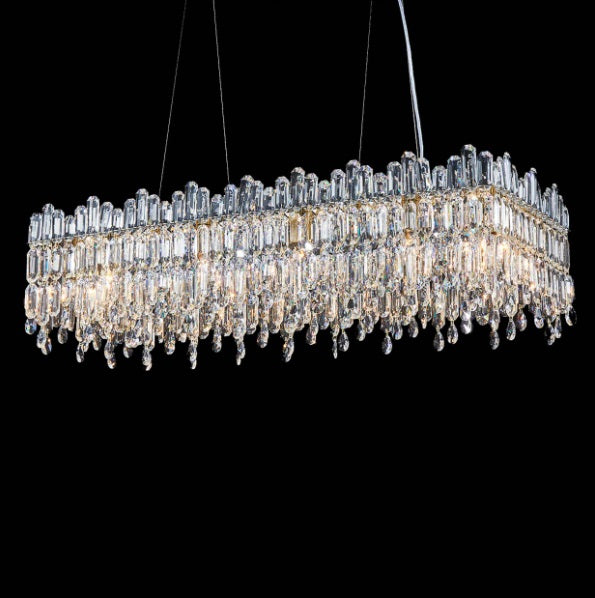 AICO Furniture Lighting Royal Crown Rectangular 12 Light Chandelier in Clear image