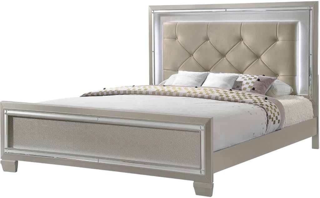 Elements International Platinum King Platform Bed in Golden Champagne image