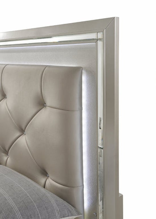 Elements International Platinum King Storage Bed in Golden Champagne