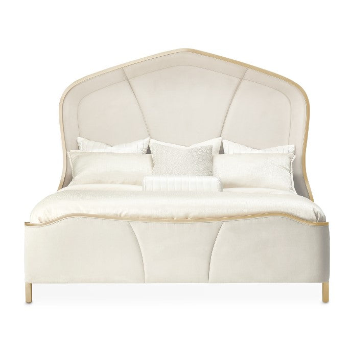 AICO Malibu Crest King Curved Poster Bed in Chardonnay