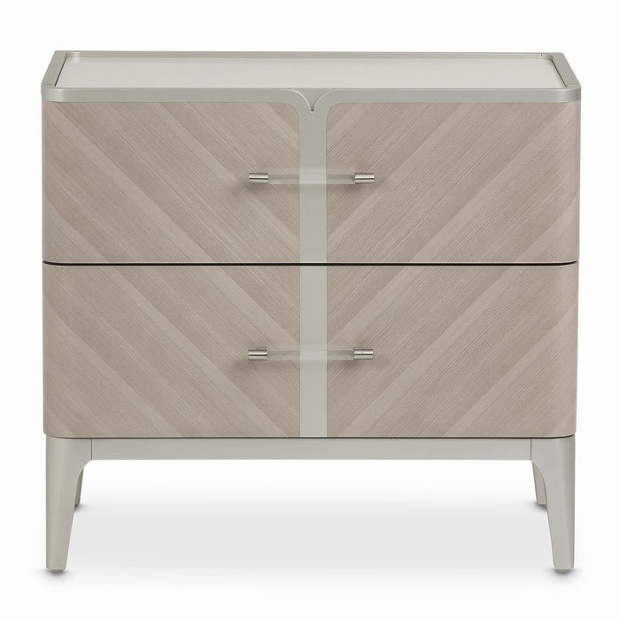 AICO Lanterna Nightstand in Silver Mist