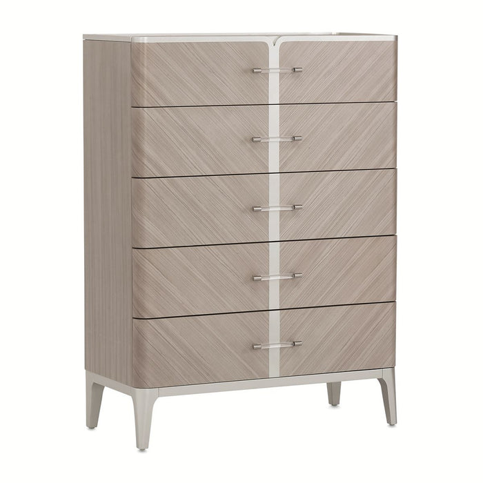 AICO Lanterna Highboy Chest in Silver Mist