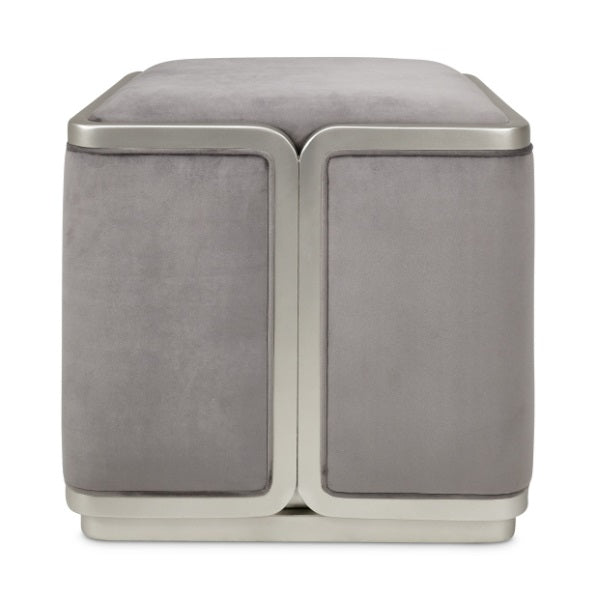 AICO Furniture Linea Linea Ottoman Gray Pearl in Silver Mist