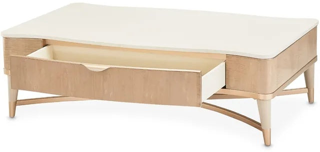 AICO Malibu Crest Rectangular Cocktail Table in Blush