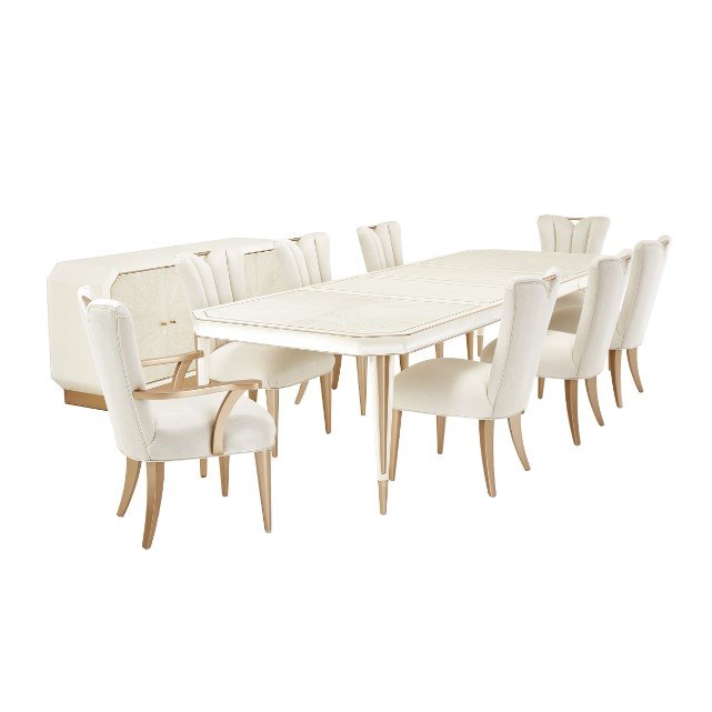 AICO La Rachelle Rectangular Dining Table in Medium Champagne