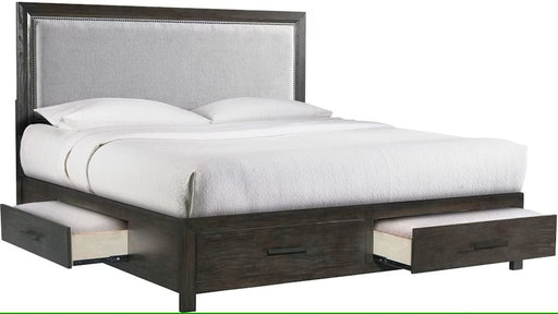 Elements International Shelby Queen Upholstered Storage Bed in Walnut image