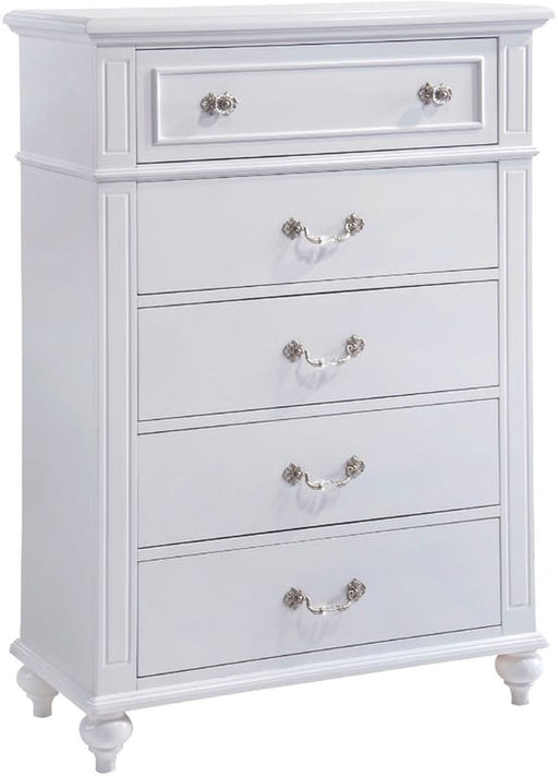 Elements International Alana 5 Drawer Chest in White Lacquer image