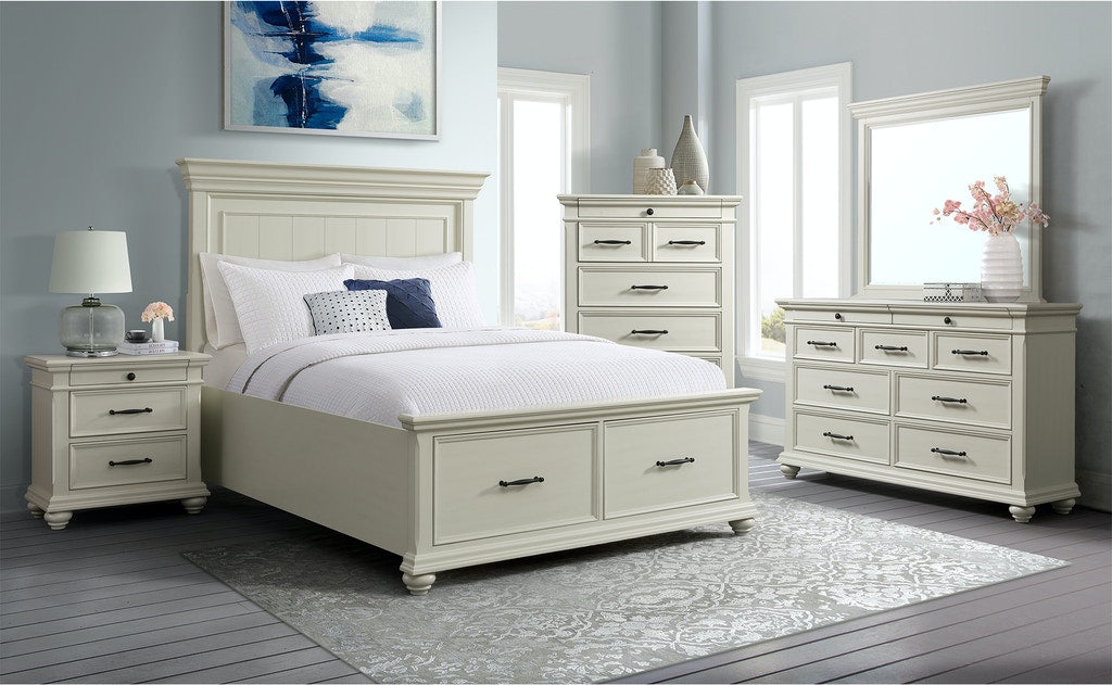 Elements International Slater Queen Storage Bed in White SR650QB