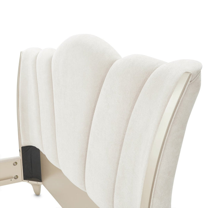 AICO Furniture La Marisia Queen Upholstered Platform Bed in Creamy Pearl