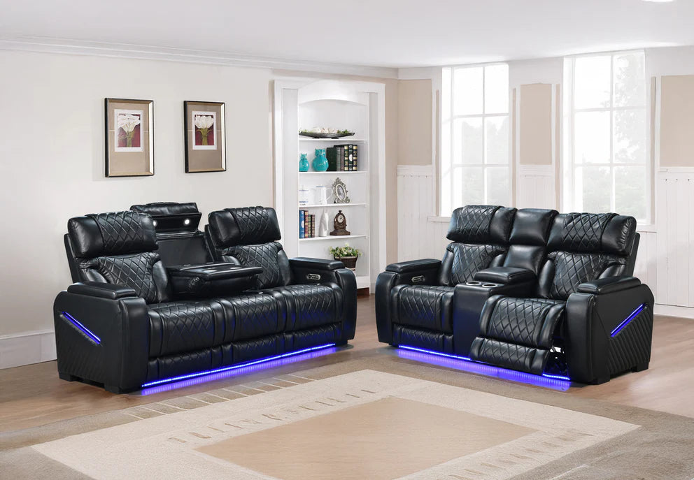 Premium Power Reclining Living Room Set with LED Lighting