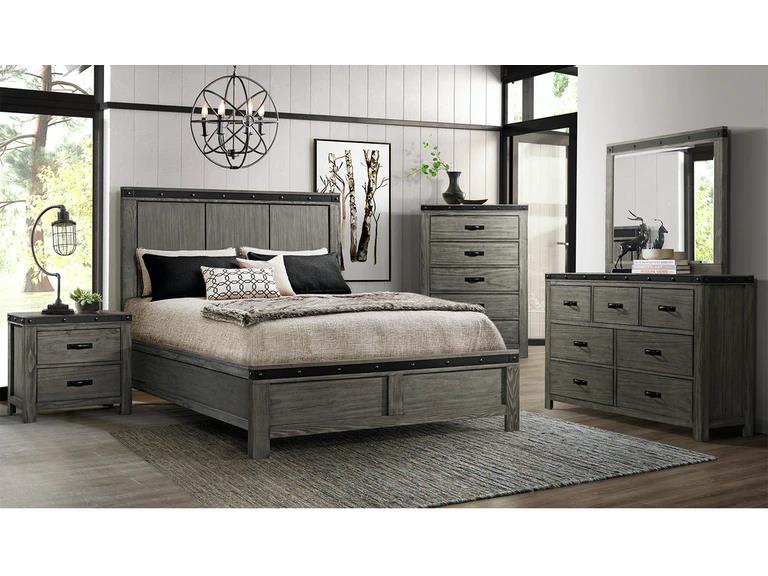 Elements International Wade King Bed in Gray