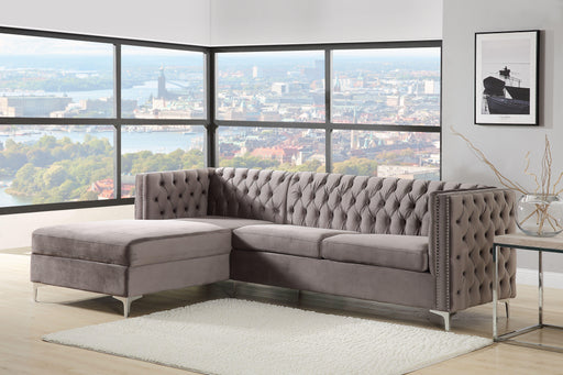 Sullivan Gray Velvet Sectional Sofa image