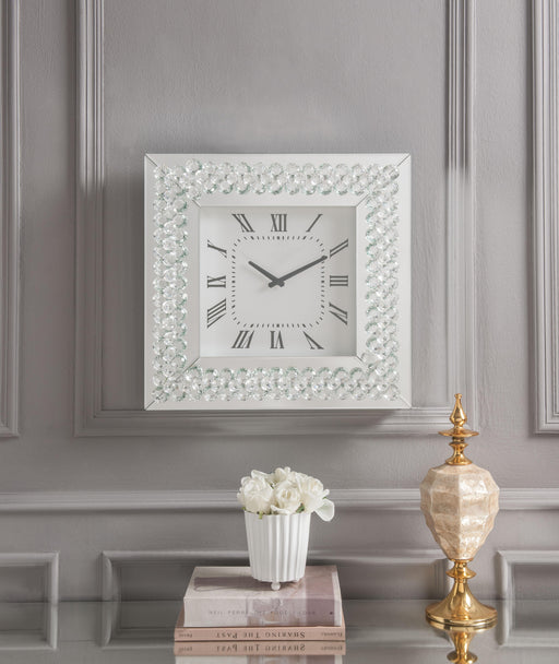 Lotus Mirrored & Faux Crystals Wall Clock image