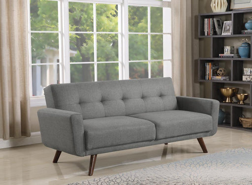 Mid-Century Modern Grey and Walnut Sofa Bed image