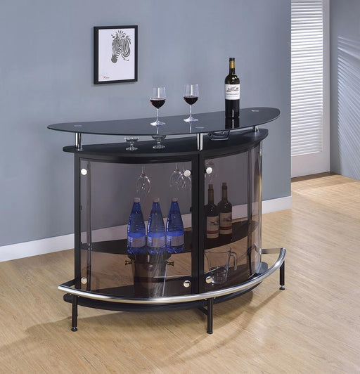 G101065 Contemporary Black Bar Unit with Tempered Glass image