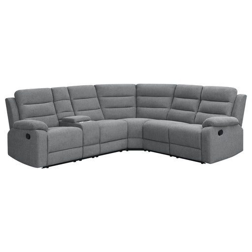 David 3-Piece Upholstered Motion Sectional With Pillow Arms Smoke image