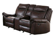 Homelegance Furniture Aram Double Glider Reclining Loveseat in Brown 8206BRW-2 image