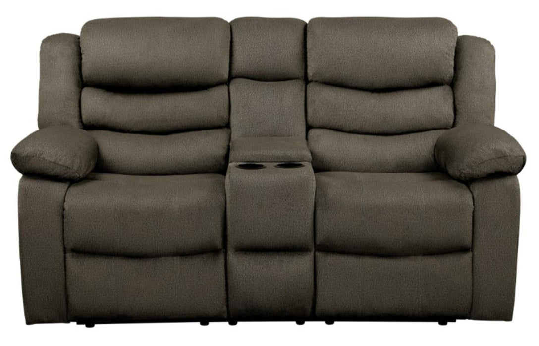 Homelegance Furniture Discus Double Reclining Loveseat in Brown 9526BR-2 image