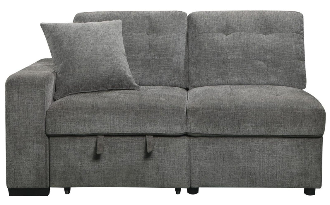 Homelegance Furniture Logansport Left Side 2-Seater with Pull-out Ottoman and 1 Pillow in Gray 9401GRY-2L image