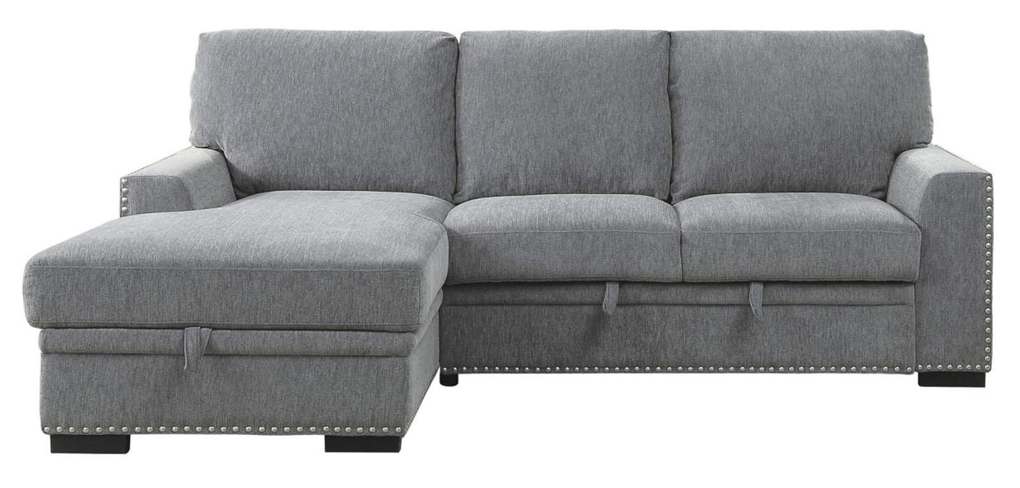 Homelegance Furniture Morelia 2pc Sectional with Pull Out Bed and Left Chaise in Dark Gray 9468DG*2LC2R image