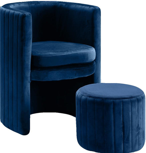 Selena Navy Velvet Accent Chair and Ottoman Set image